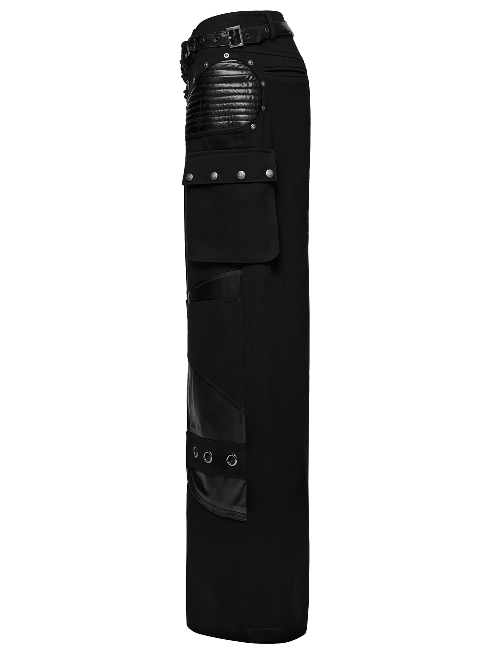 US SALE of Punk Low-Waist Wide-Leg Pants with Belt and Pockets