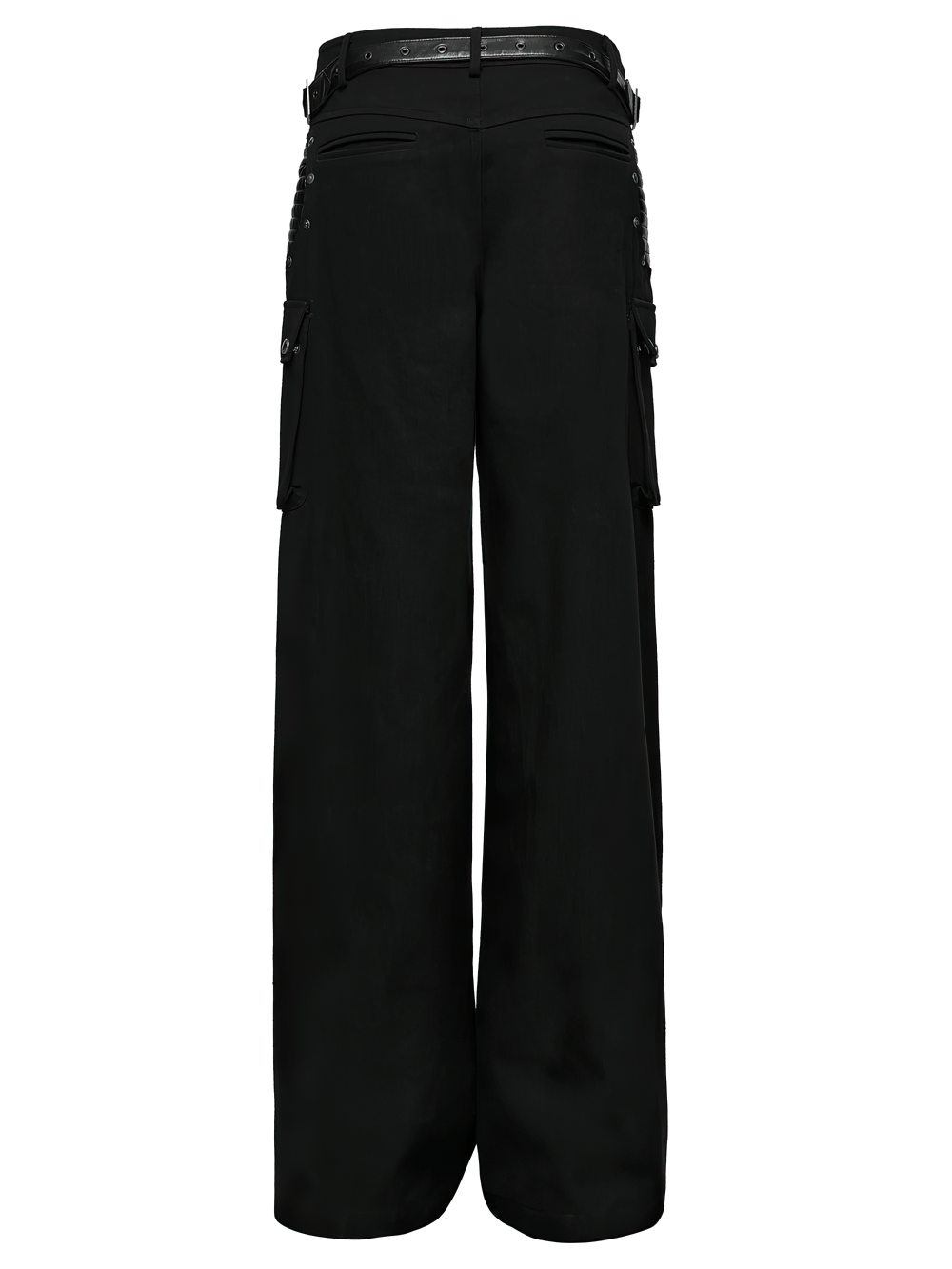US SALE of Punk Low-Waist Wide-Leg Pants with Belt and Pockets