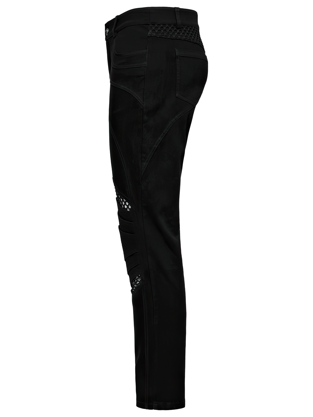 Punk Mesh Detail Tight Pants with 3D Knee Pieces
