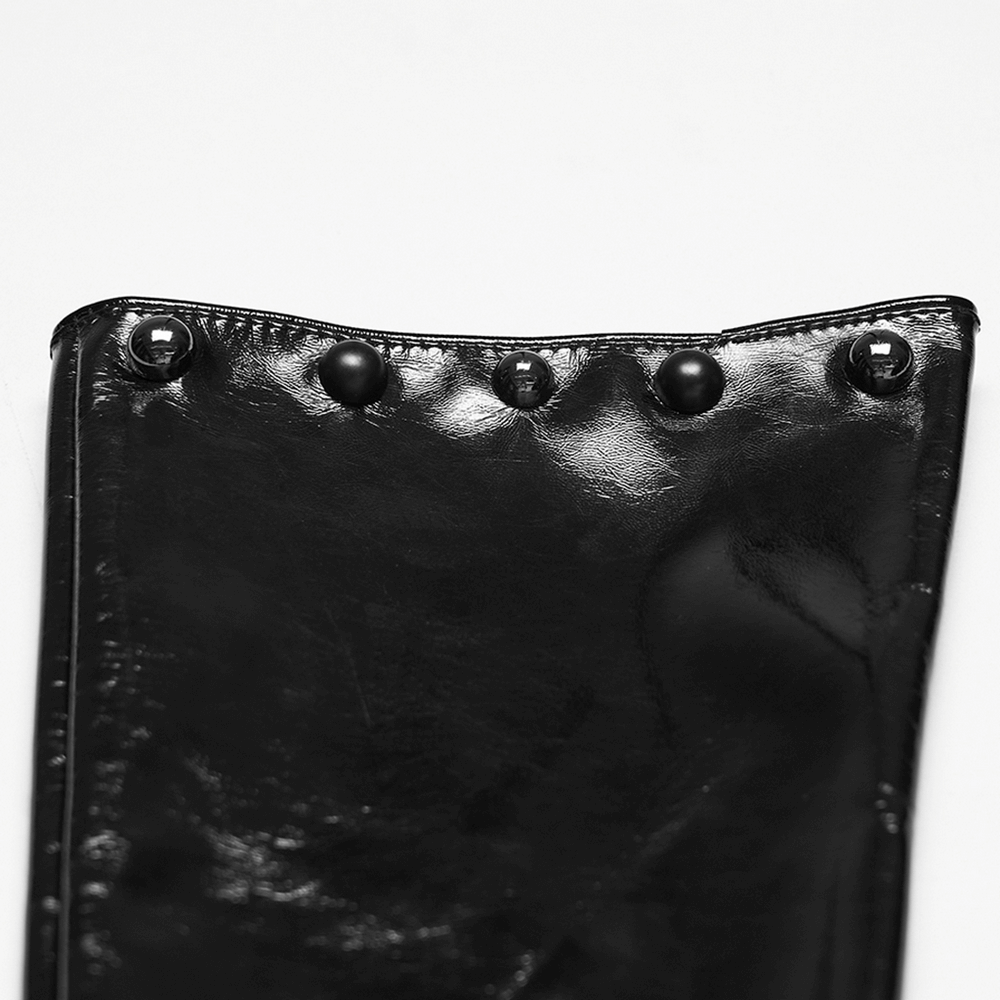 Punk Patent Leather Long Gloves with Metal Studs