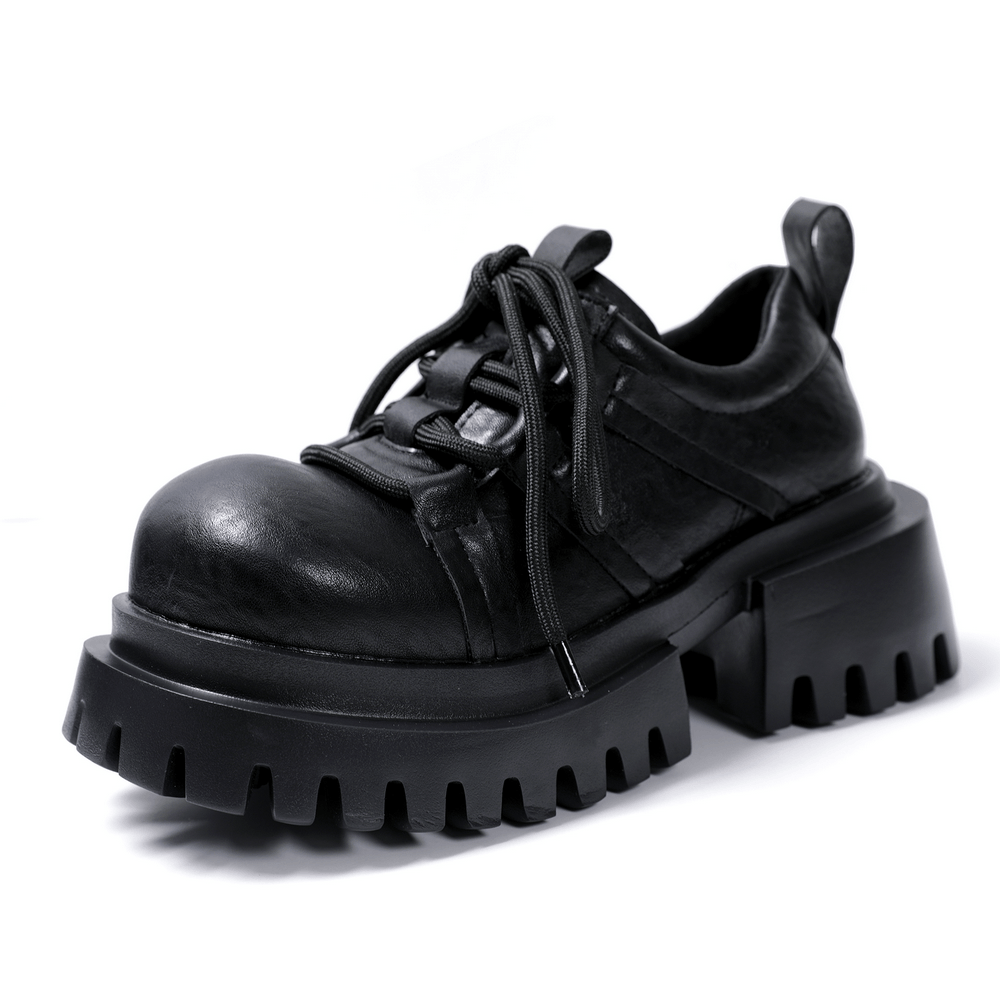 Punk Platform Derby Shoes with Sculpted Tread Sole