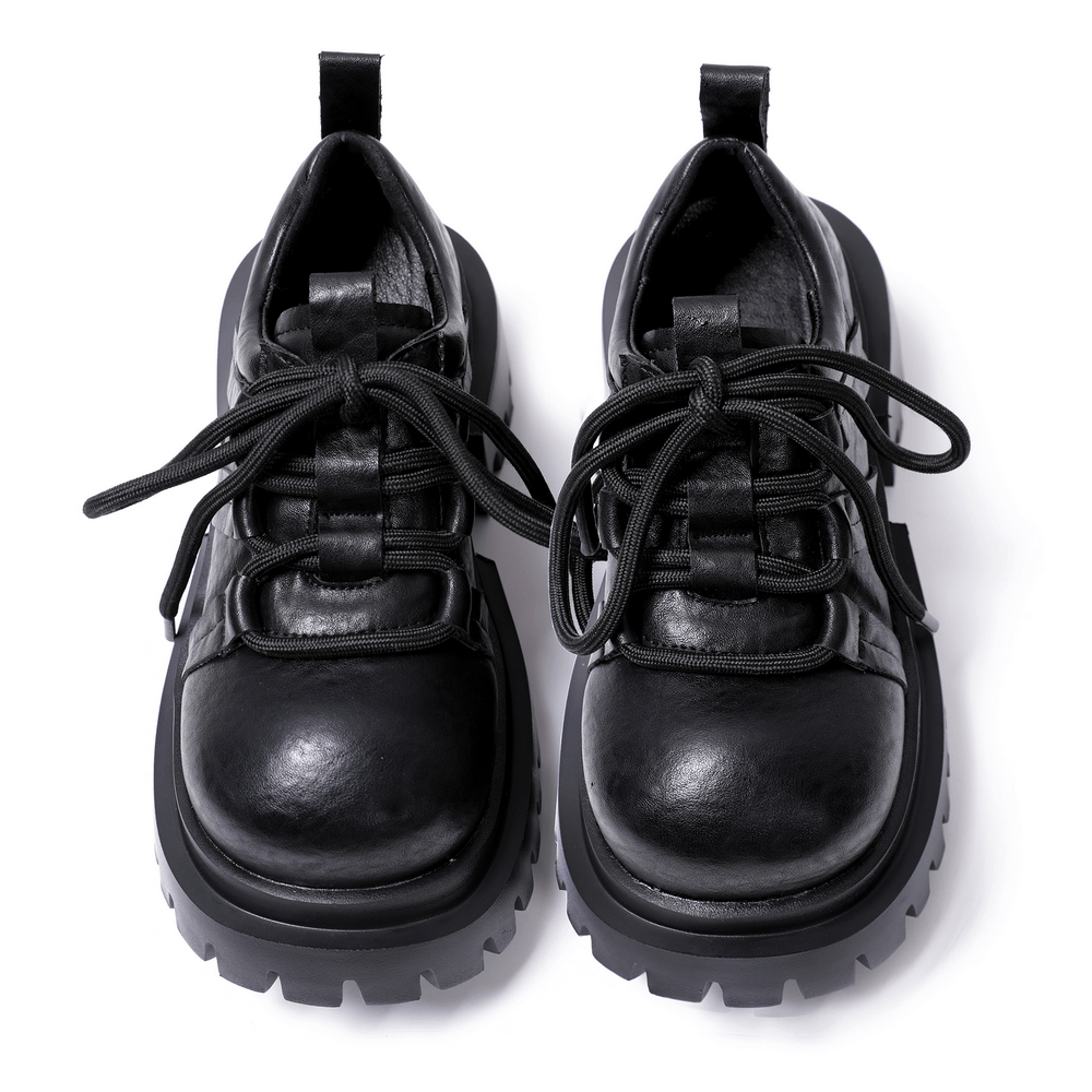 Punk Platform Derby Shoes with Sculpted Tread Sole