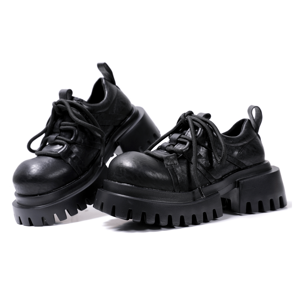 Punk Platform Derby Shoes with Sculpted Tread Sole