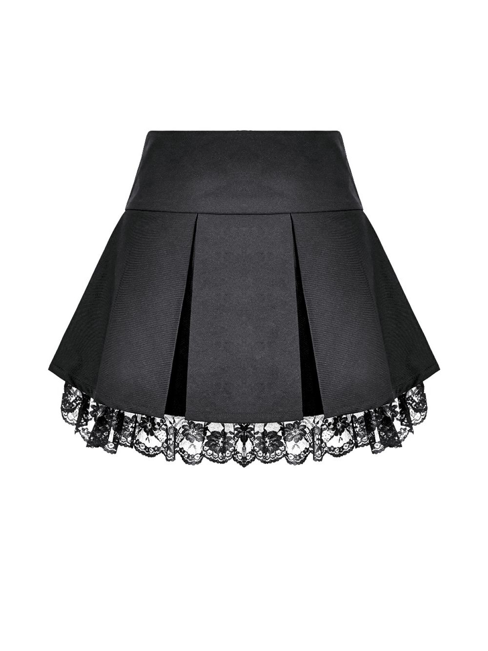 Punk Pleated Skirt with Lace Trim and Corset Details