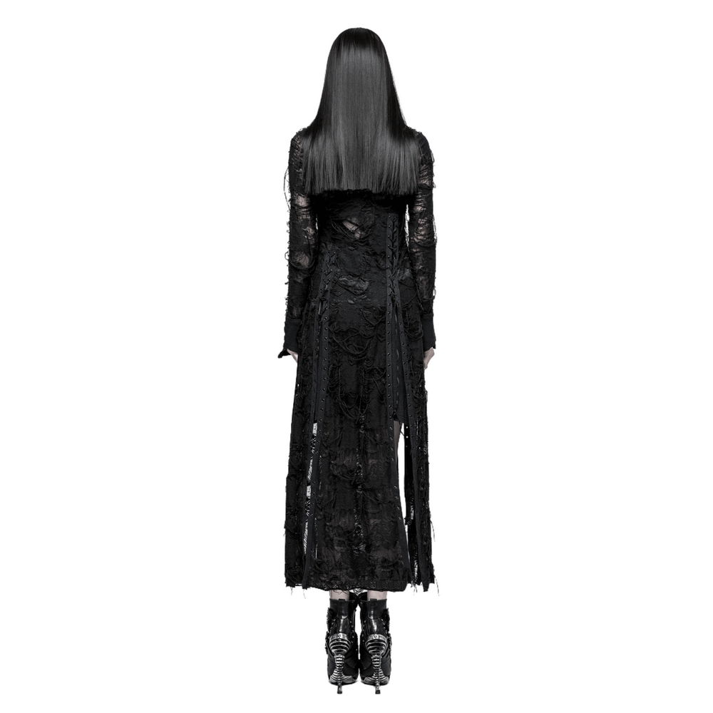 Punk Rave Gothic Lace Rope Dress - Black Witch