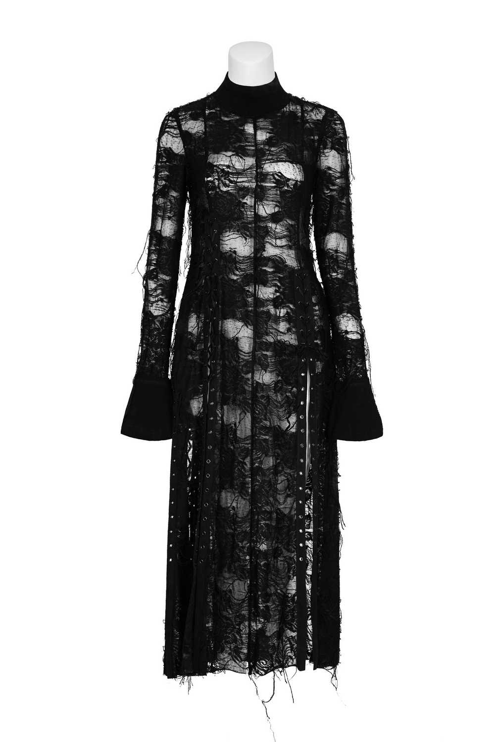 Punk Rave Gothic Lace Rope Dress - Black Witch