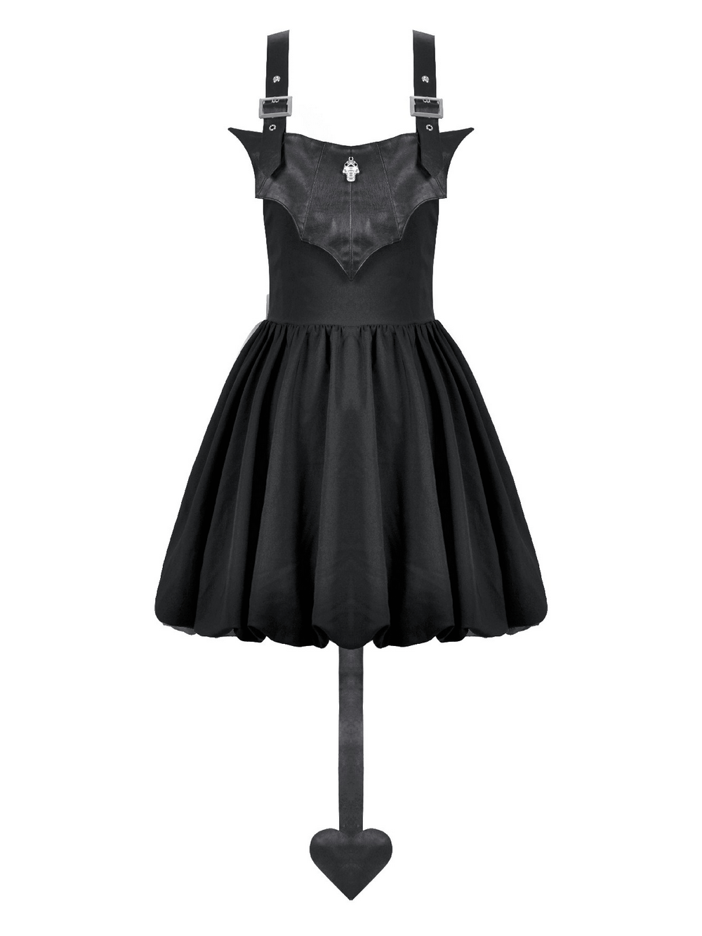 Punk Style Black Dress with Bat Bodice and Heart Detail