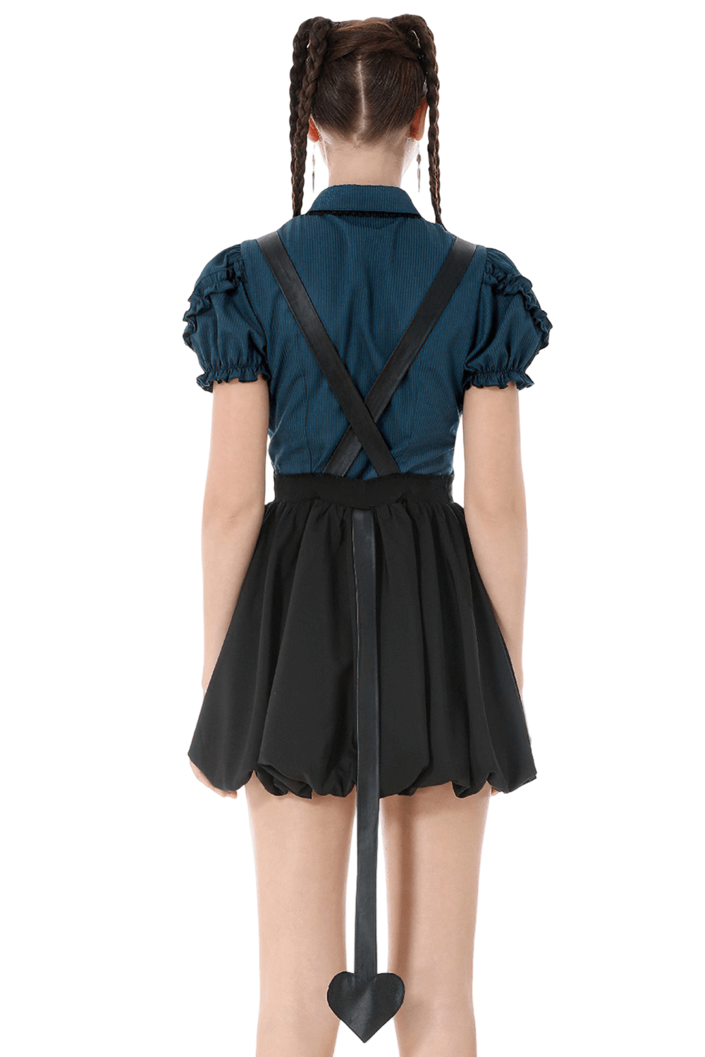 Punk Style Black Dress with Bat Bodice and Heart Detail