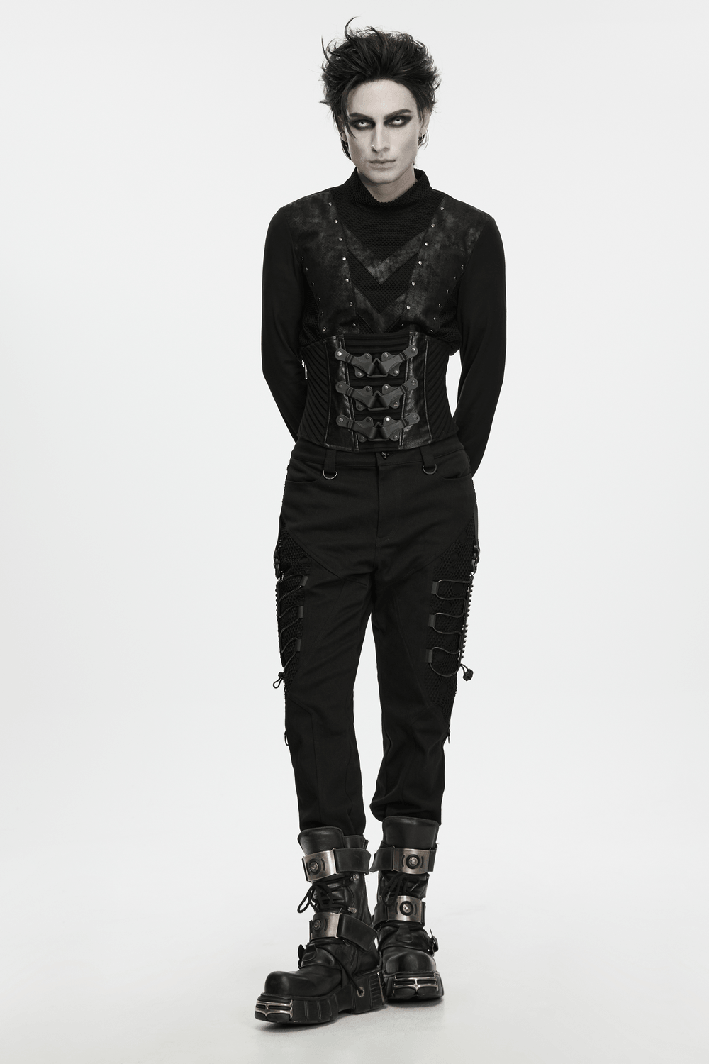 Punk Techwear Corset with Buckle Hardware for Men