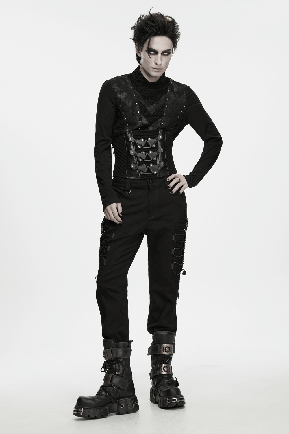 Punk Techwear Corset with Buckle Hardware for Men
