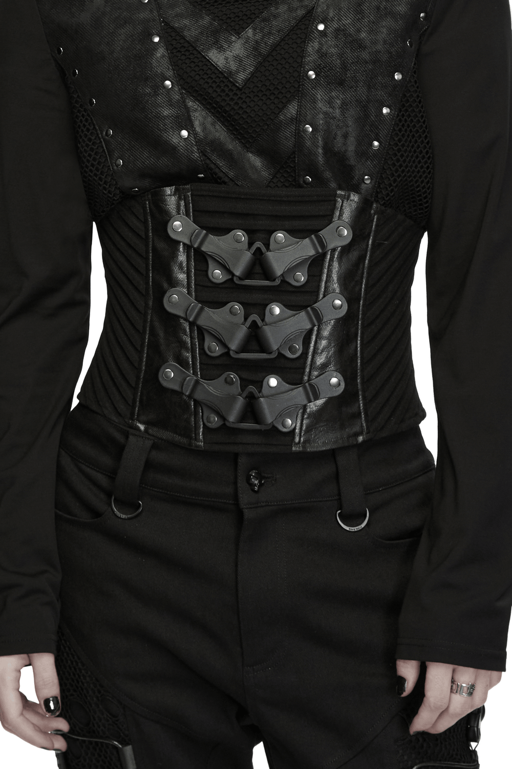 Punk Techwear Corset with Buckle Hardware for Men