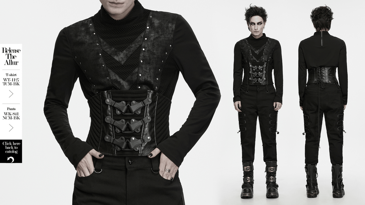 Punk Techwear Corset with Buckle Hardware for Men