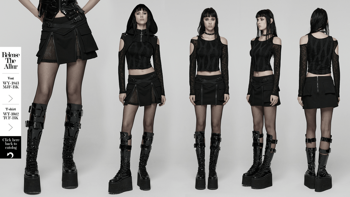 Punk Techwear Skirt with Adjustable Zippers and Pockets
