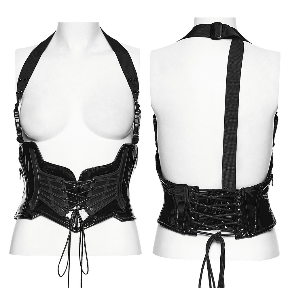 Punk Underbust Corset with Adjustable Straps for Women