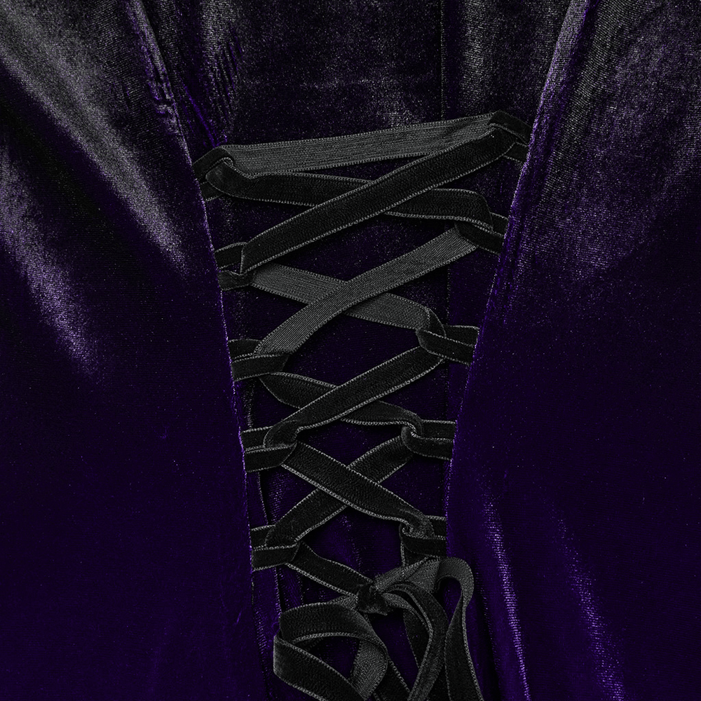 Purple Gradient Velvet Gothic Dress with Lace Details