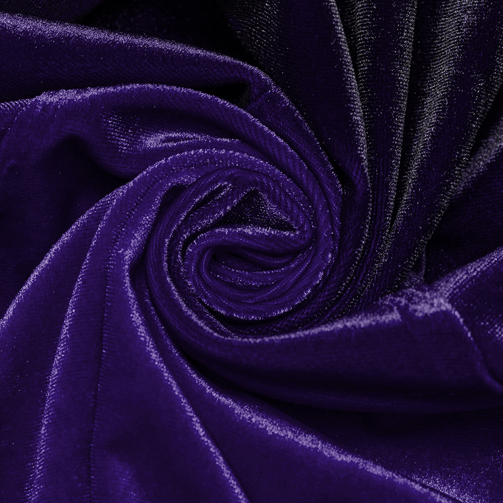 Purple Gradient Velvet Gothic Dress with Lace Details