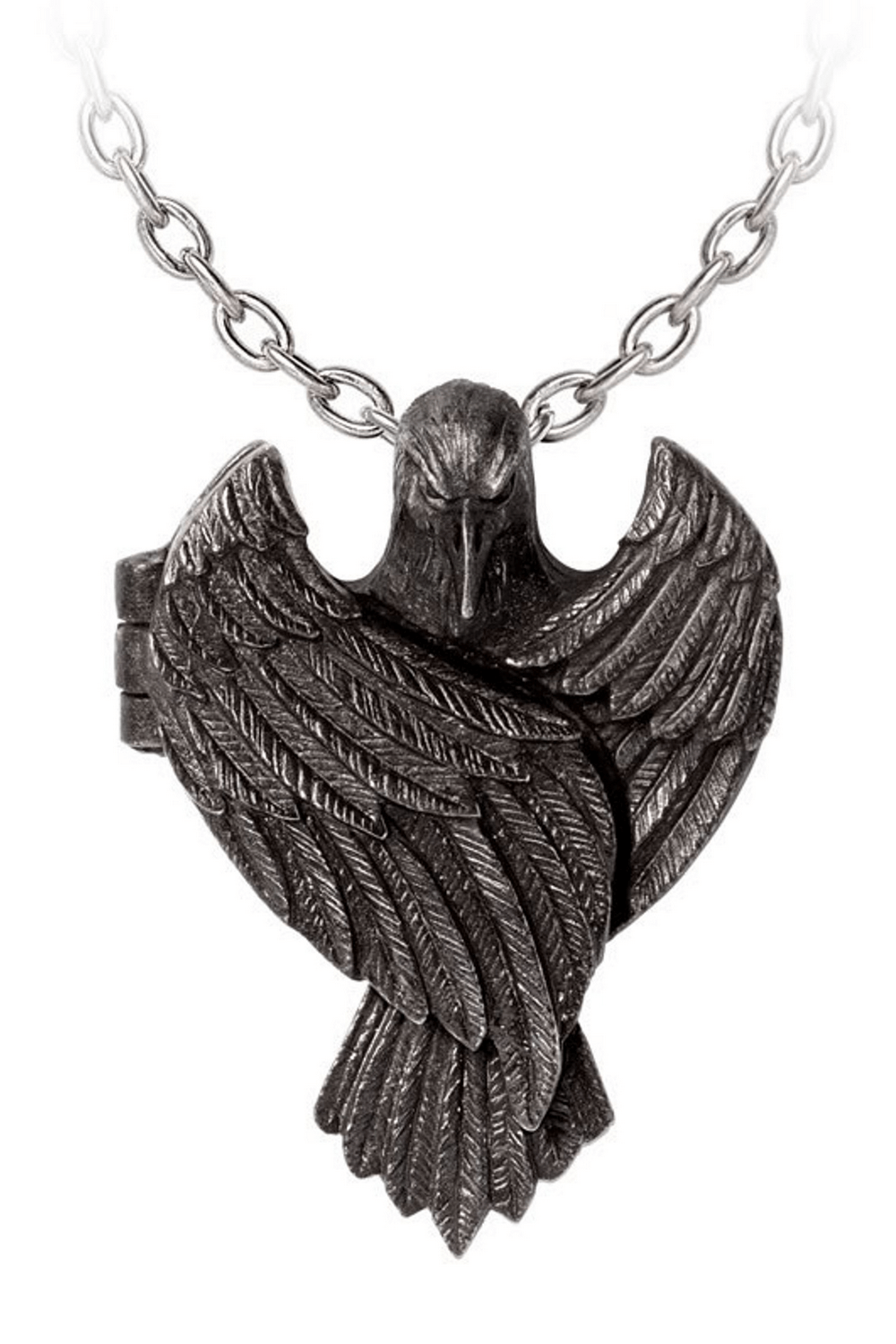 Raven Wing Locket with Hidden Photo Compartment