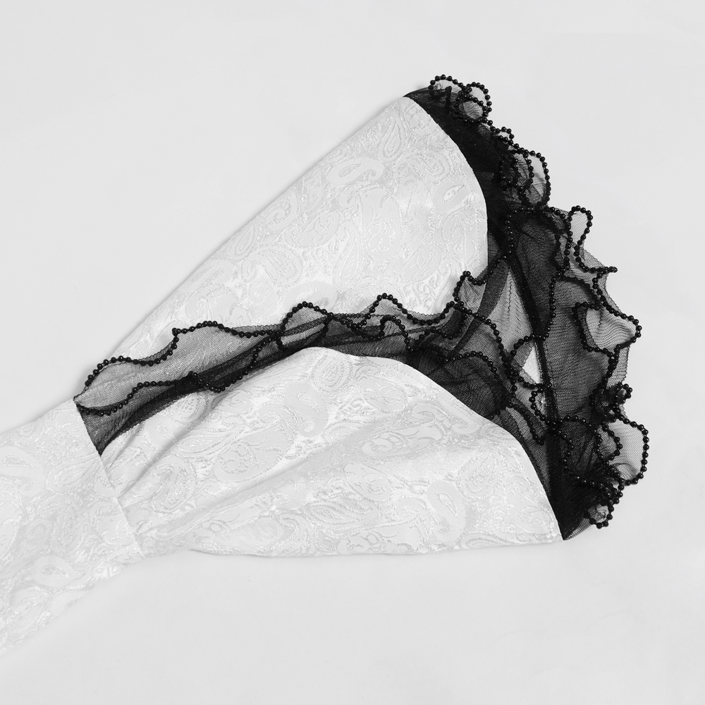 Romantic Gothic Blouse with Flared Lace Sleeves