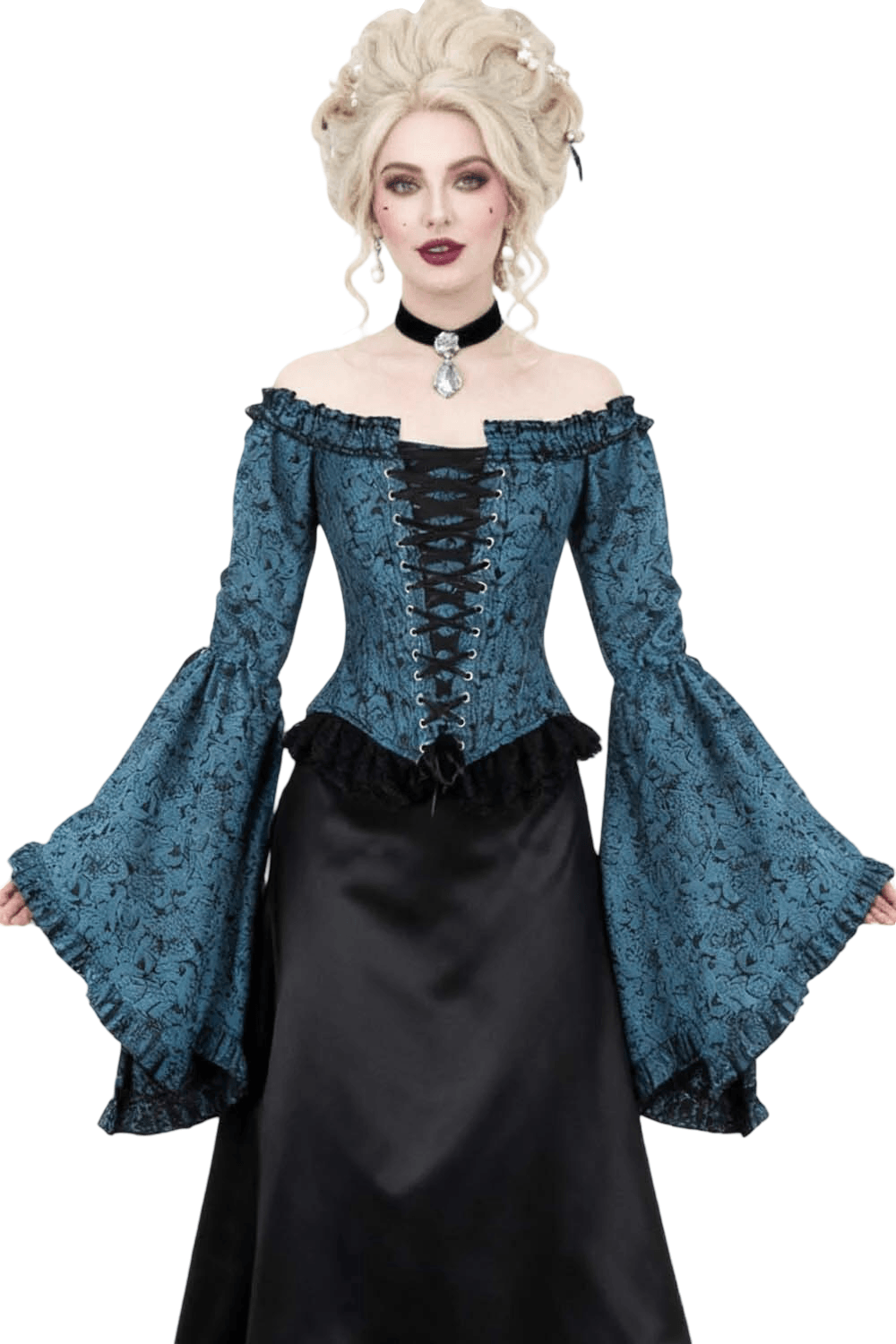 Romantic Gothic Off Shoulder Corset with Bell Sleeves