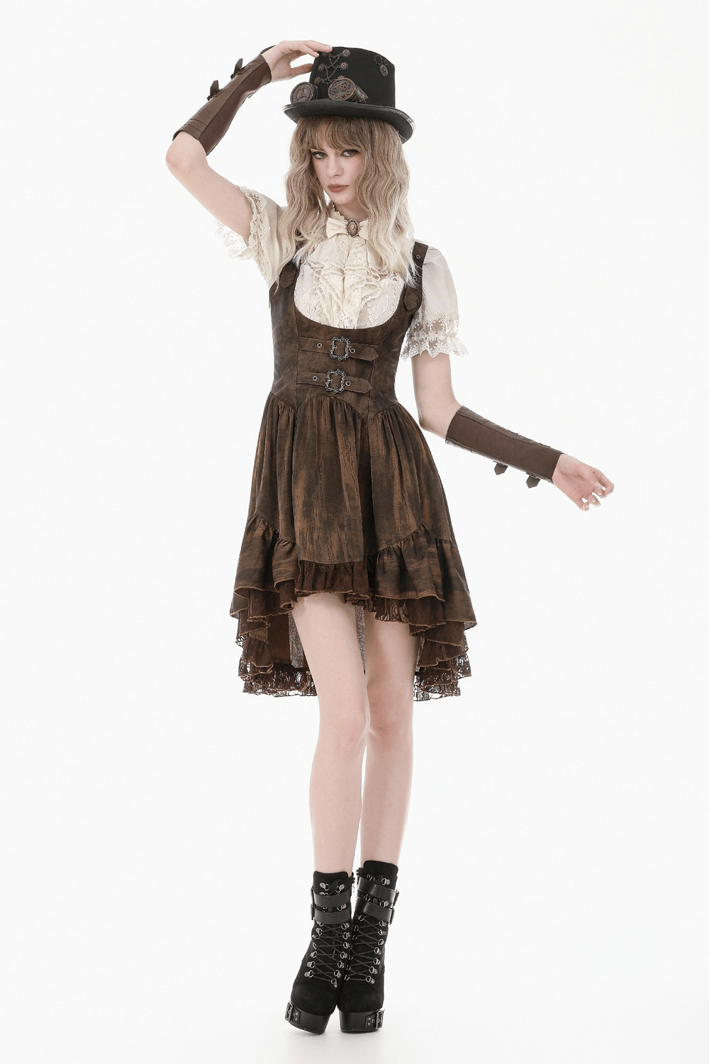 Romantic Victorian Lolita Blouse with Lace and Puff Sleeves