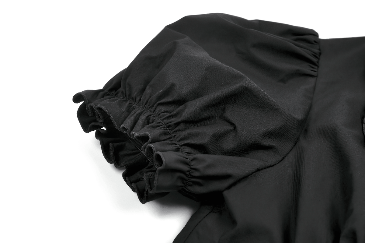 Ruffle Zip Crop Top with Buckle Straps for Women