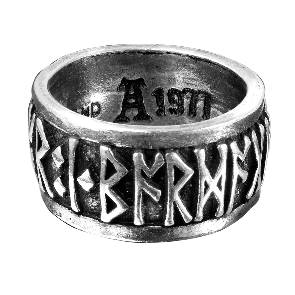 Runic Metal-Wear Ring with Deep-Cut Nordic Runes