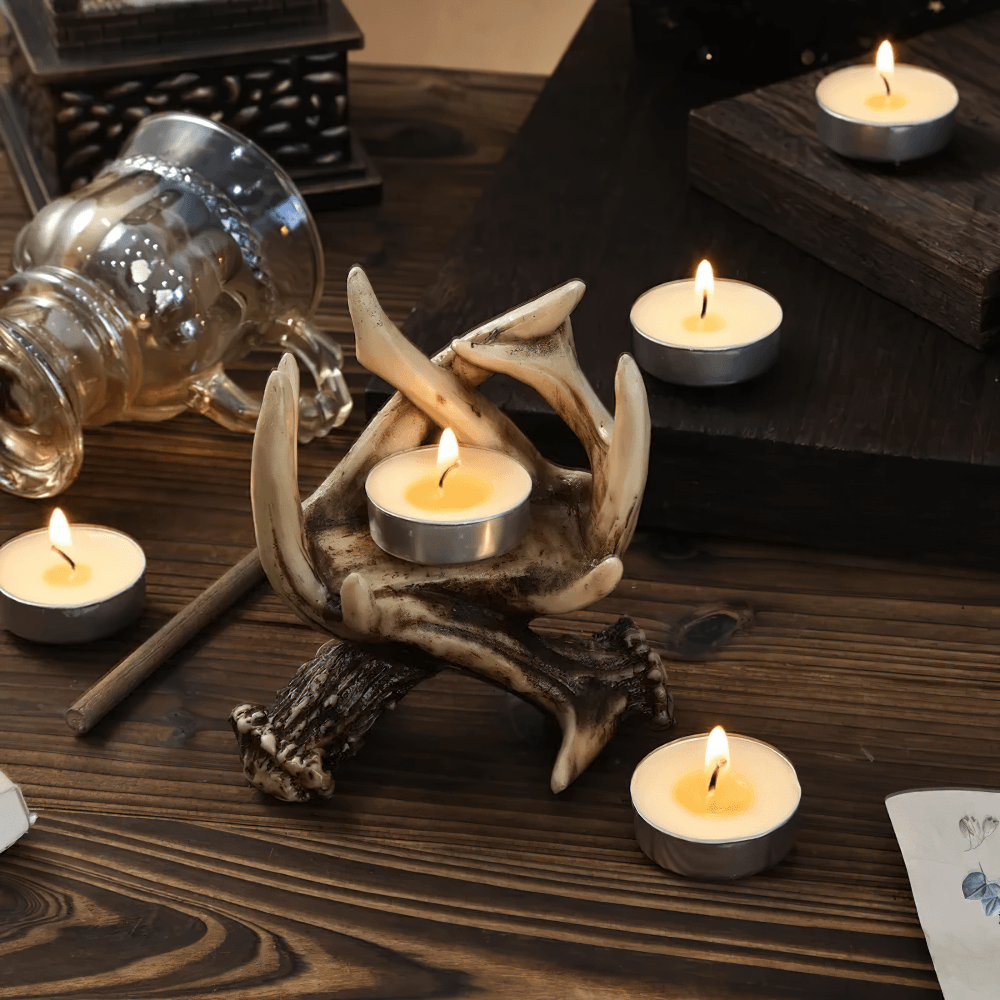 Rustic Antler Candle Holder for Gothic Home Decor