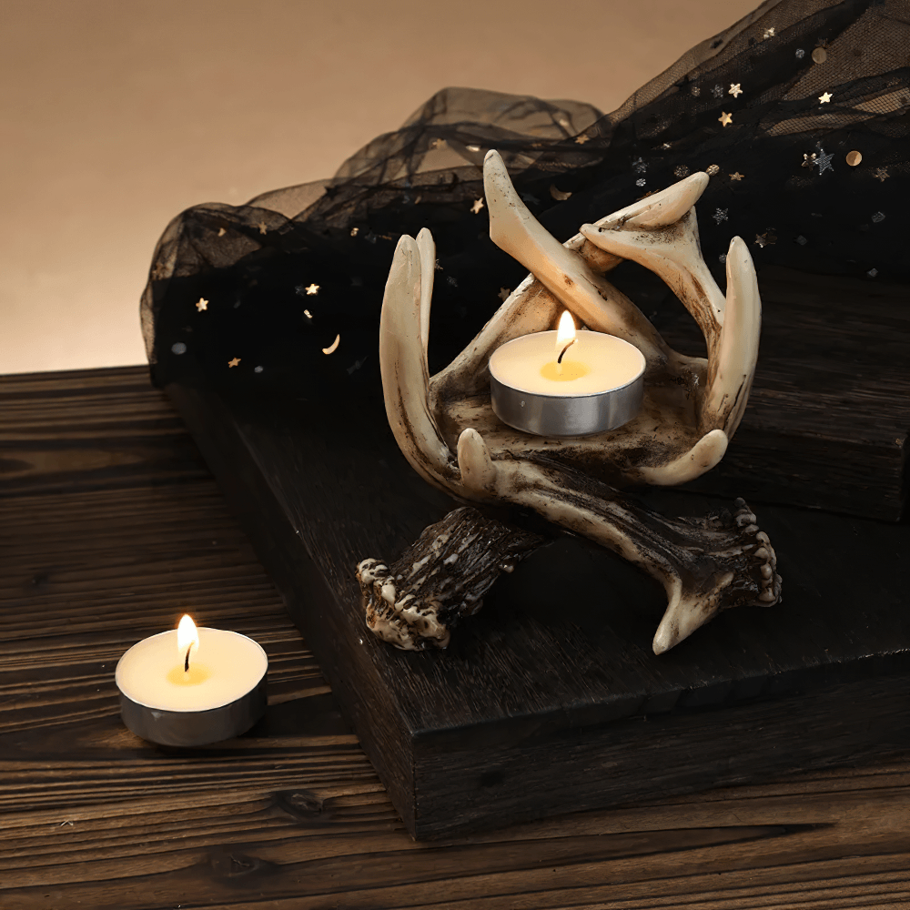 Rustic Antler Candle Holder for Gothic Home Decor