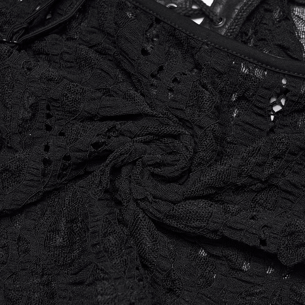 Sexy Black Gothic Lace Mesh Lace-Up Punk Camisole