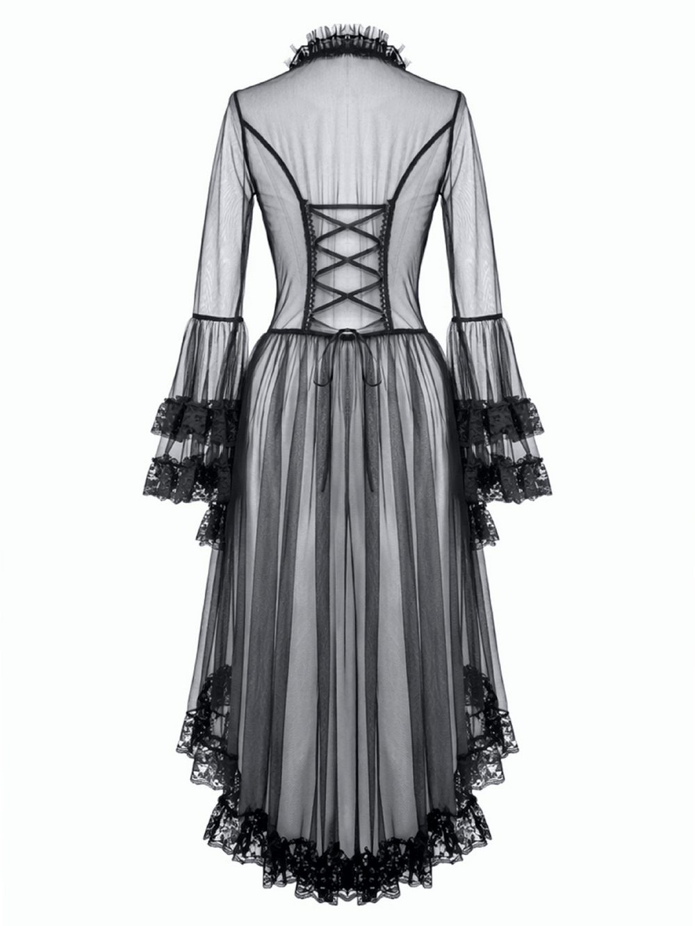 Sexy Black Gothic Sheer Lace Cape with Corset Back Detail