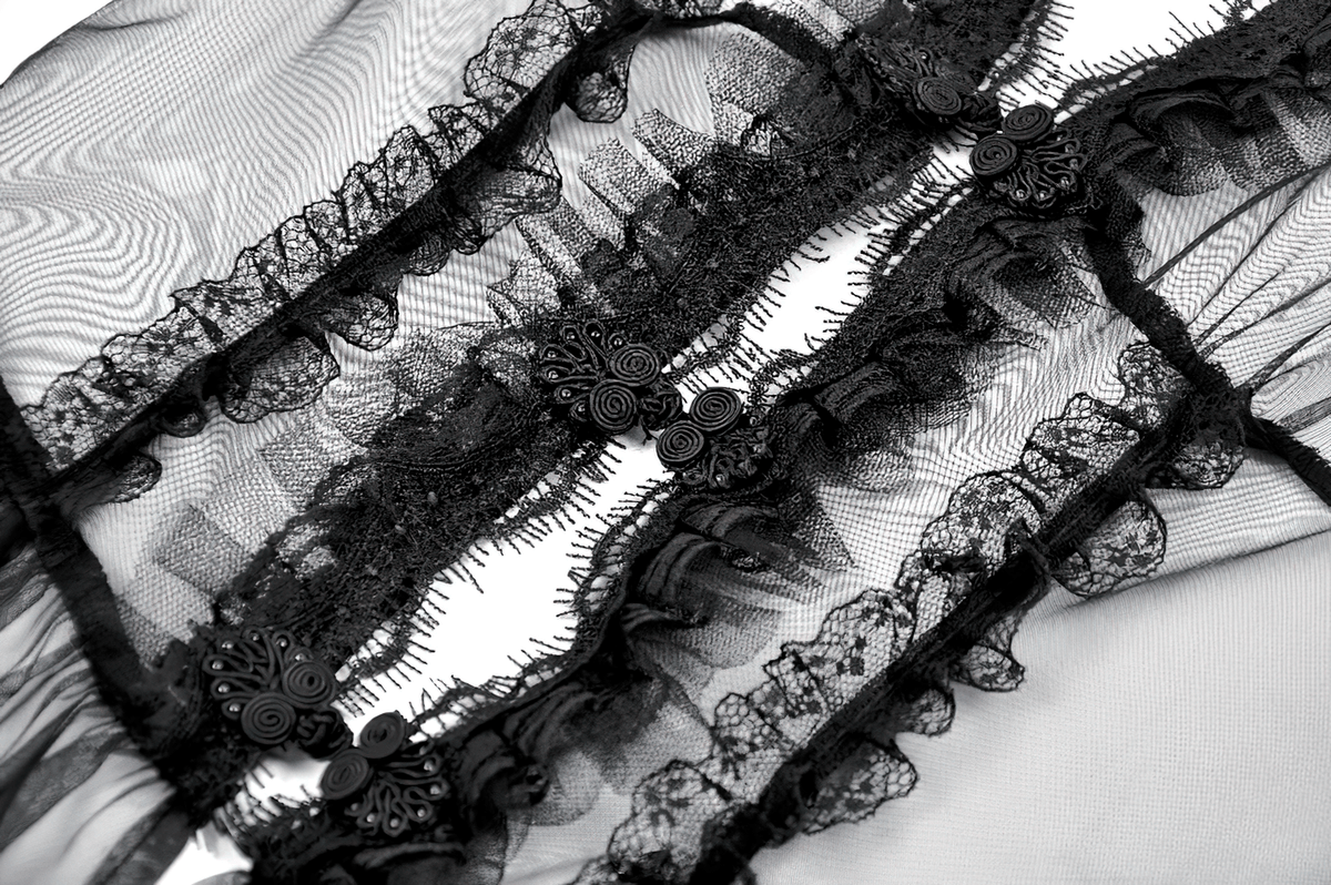 Sexy Black Gothic Sheer Lace Cape with Corset Back Detail