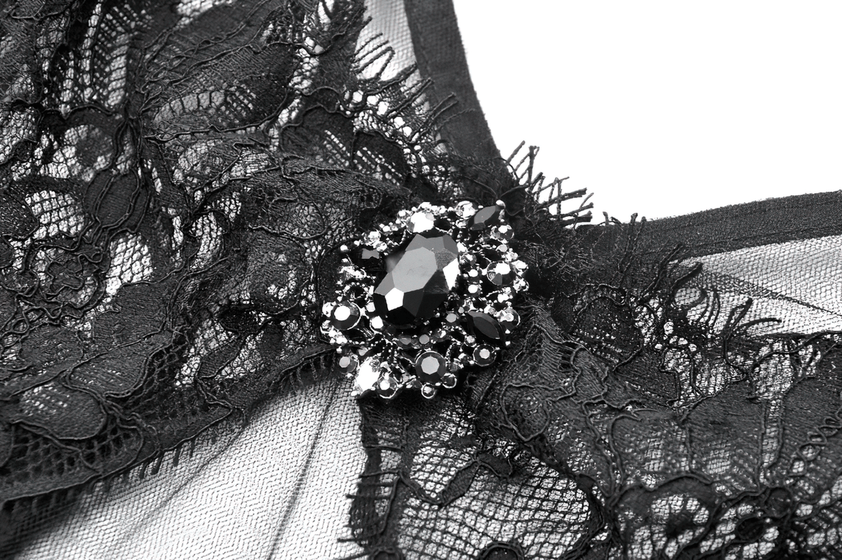 Sexy Black Tulle Gothic Dress with Lace Details and Layers
