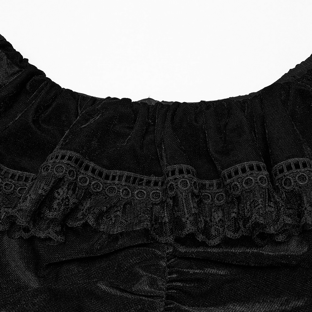 Sexy Goth Mesh Dress with Ruffle and Fishtail Hem Design
