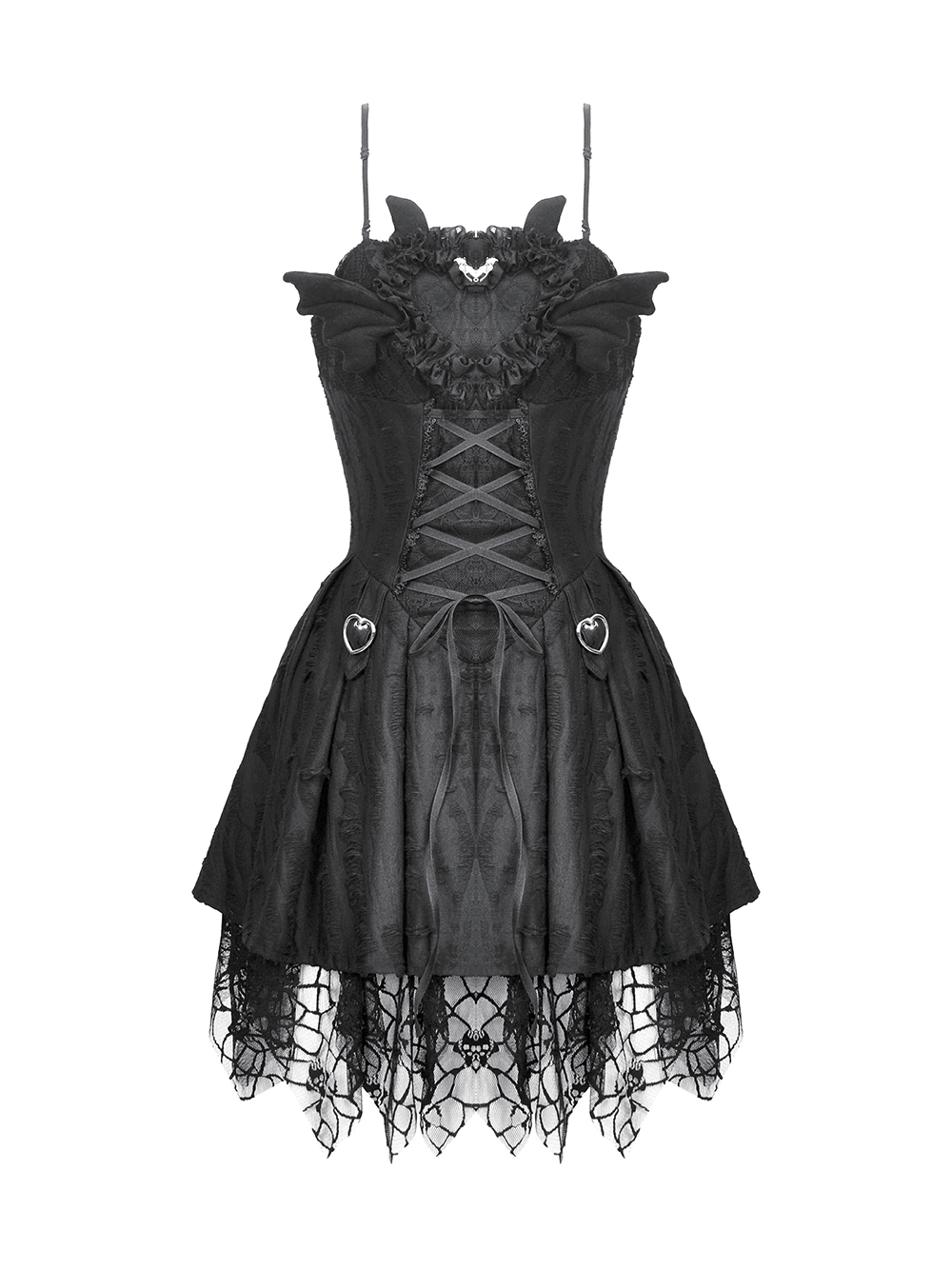 Sexy Lace Corset Dress with Heart Clips and Mesh Hem