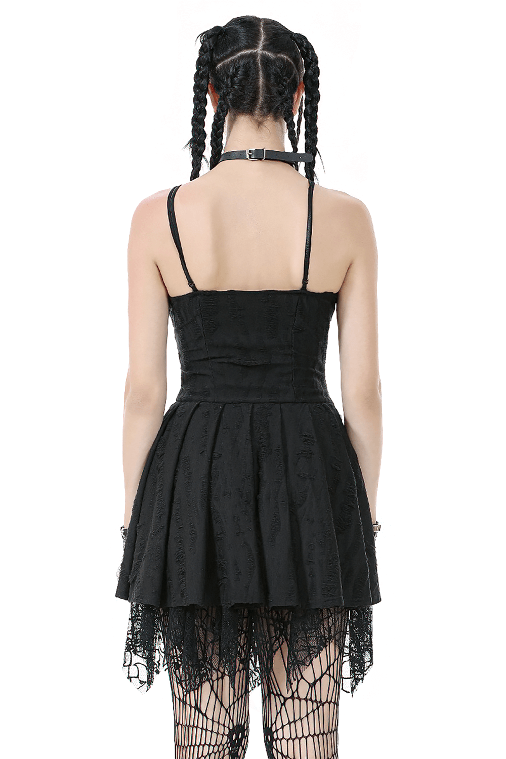 Sexy Lace Corset Dress with Heart Clips and Mesh Hem