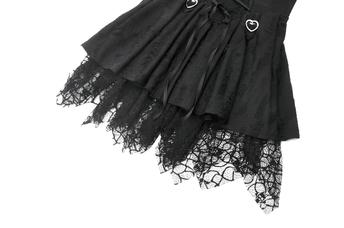 Sexy Lace Corset Dress with Heart Clips and Mesh Hem