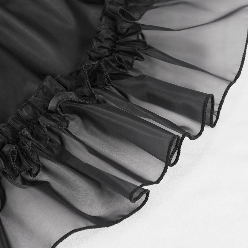 Sexy Ladies Hollow Out Short Lingerie Dress / Black Gothic Women's Dress with Frill and Lace