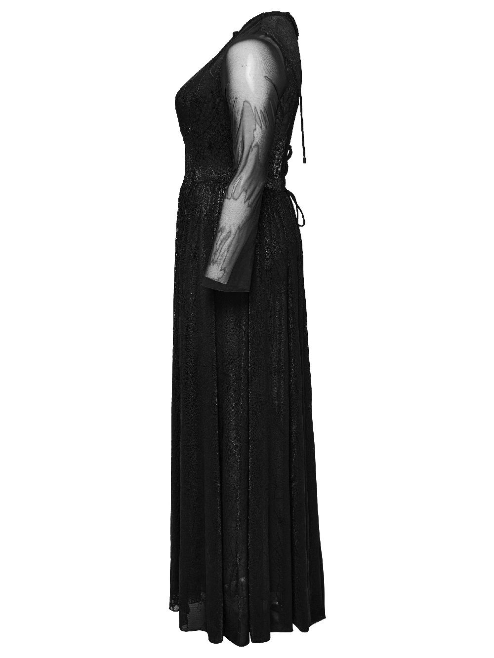 Sexy Mesh Gothic Dress with Spiderweb and Python Pattern