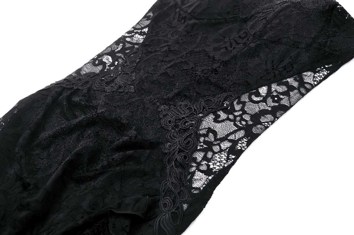Sexy Sheer Black Lace Maxi Dress with Side Slit