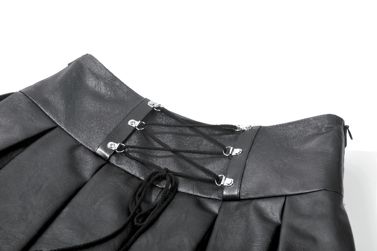 Sexy Women's Pleated Mini Skirt With Lace-Up Waist Detail