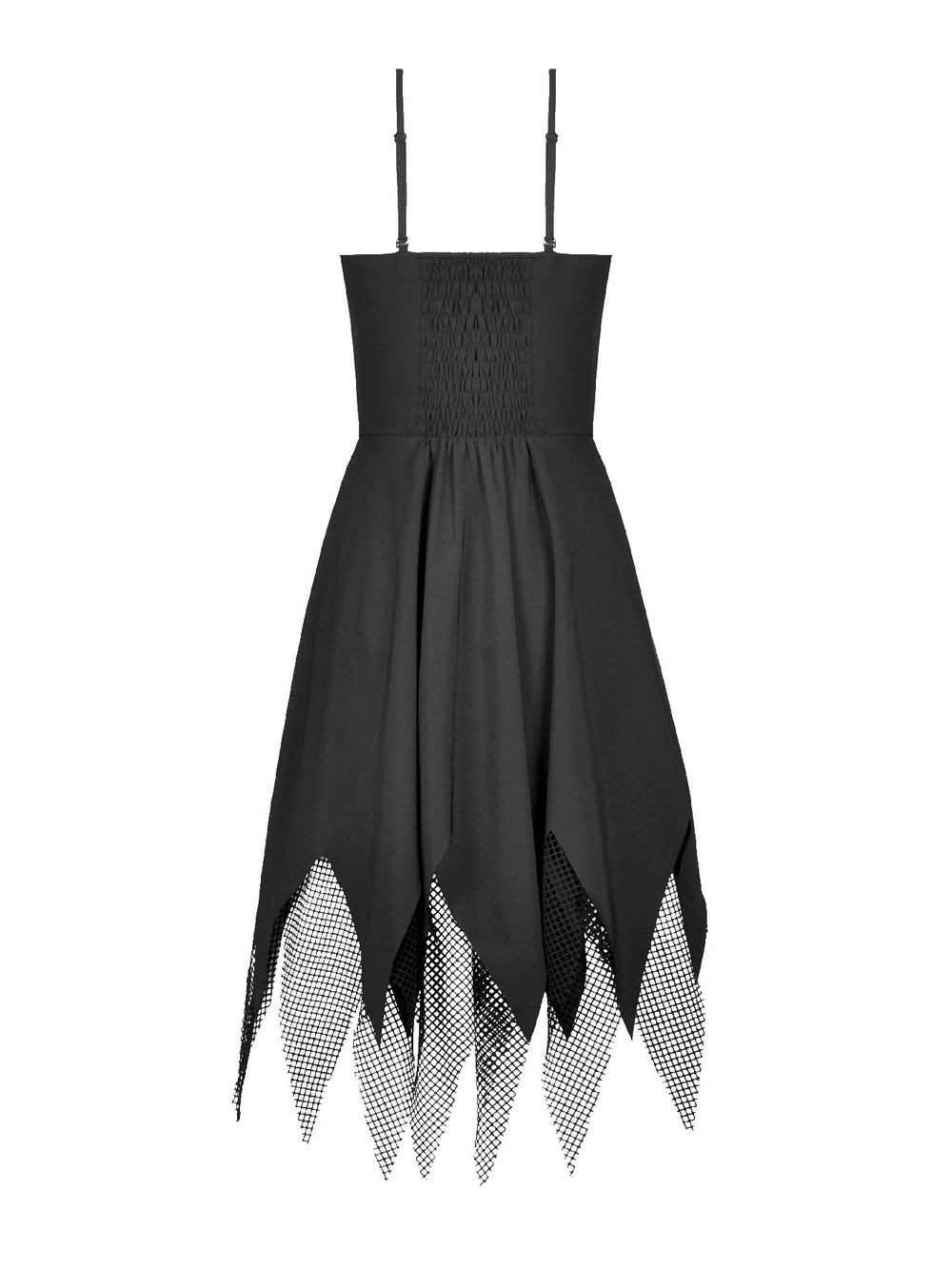 Sexy Zip Front Dress with Fishnet Jagged Hem Detail