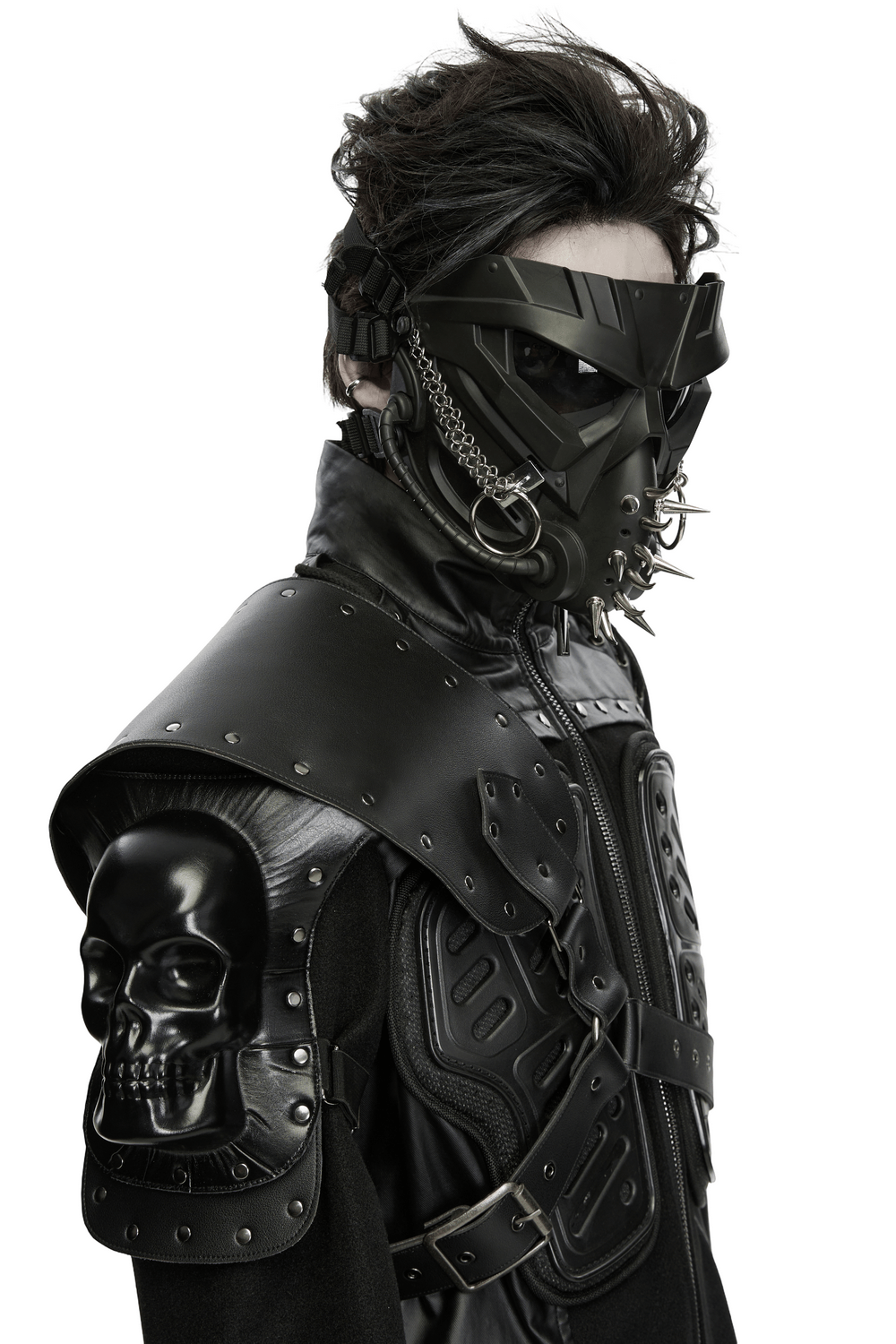 Skeletal Vanguard Shoulder Armor with Rivets and Straps