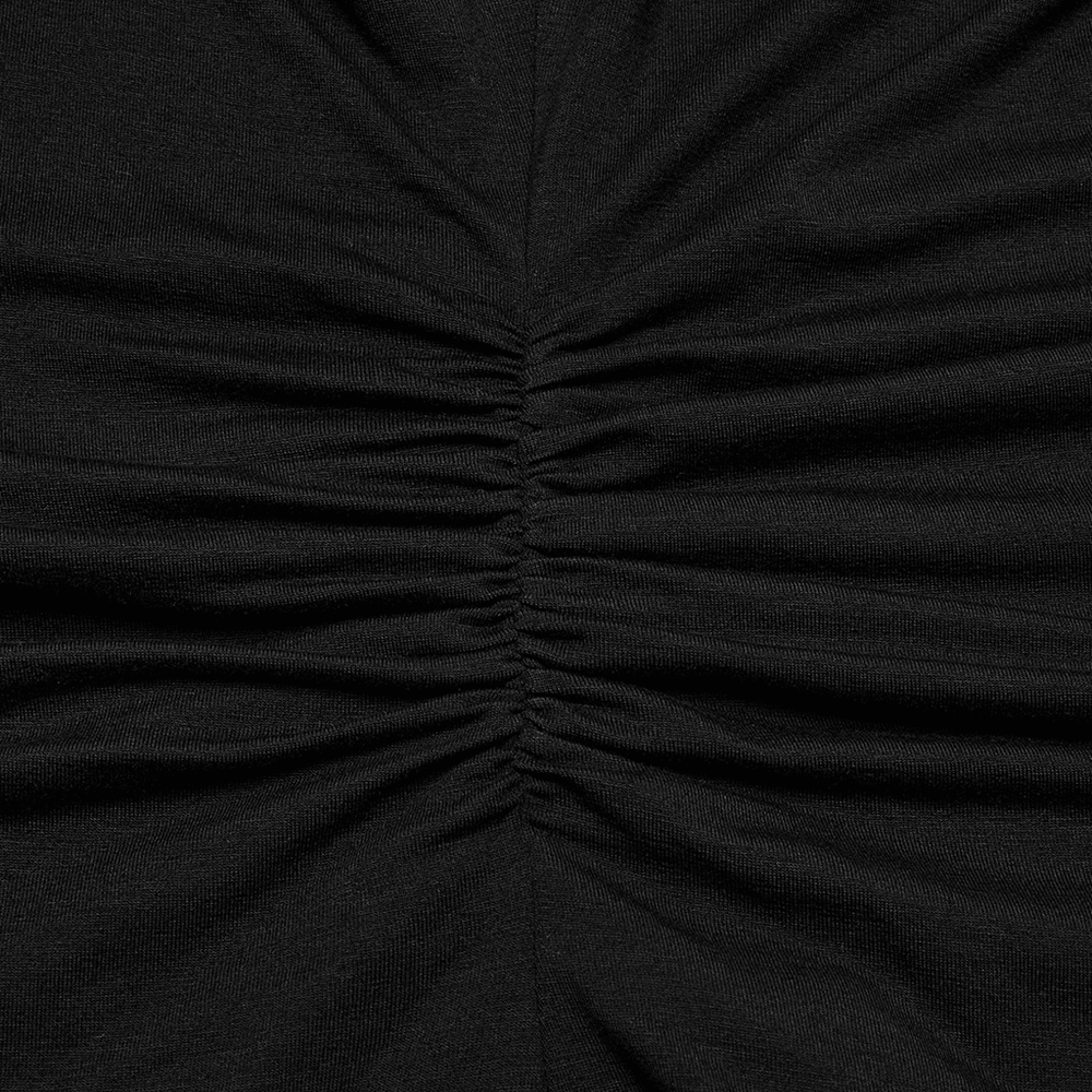 Skull and Lace Black V-Neck Elastic T-Shirt for Women