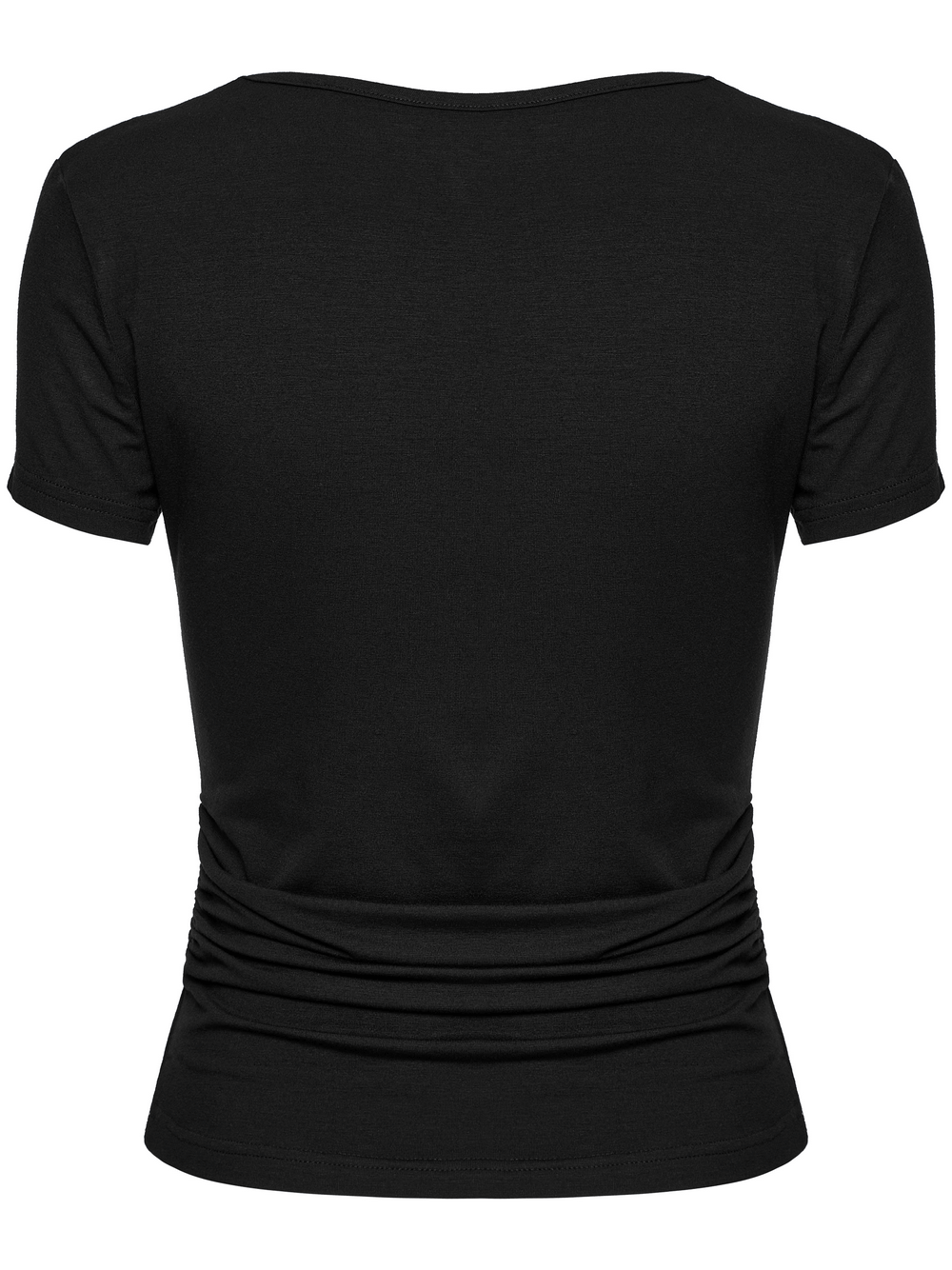 Skull and Lace Black V-Neck Elastic T-Shirt for Women