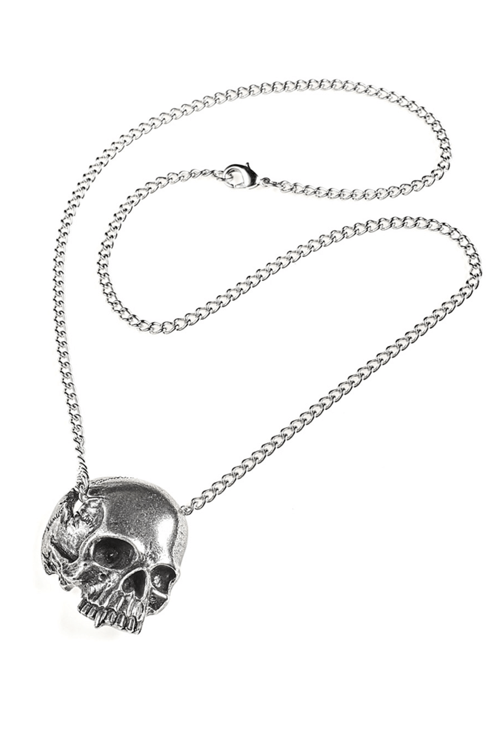 Skull Pendant Necklace with Temporal Perforation and Chain
