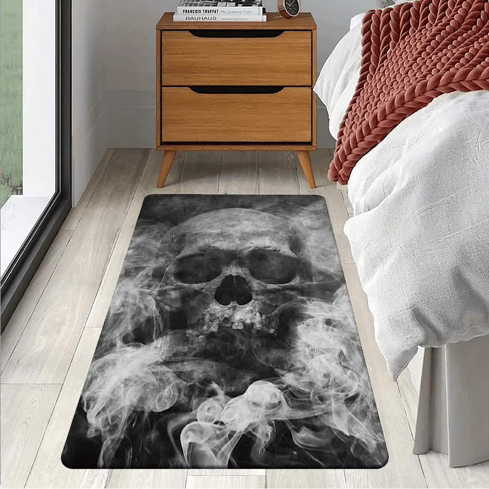 Smoked Skull Gothic Area Rug for Dark Interiors