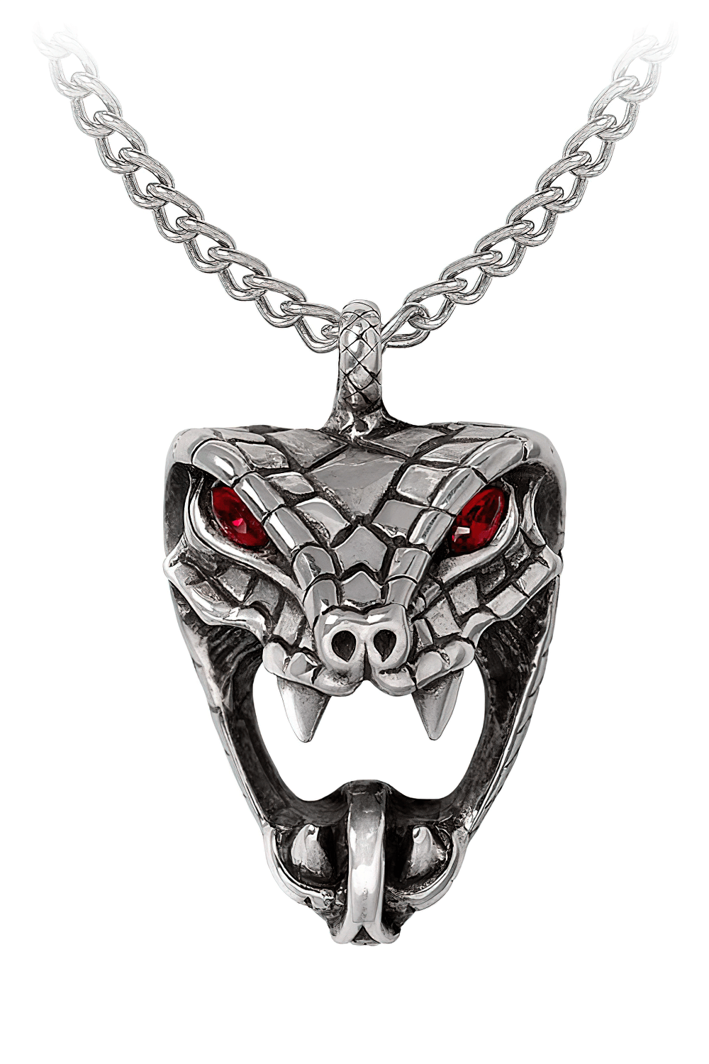 Snake Bite Necklace with Red Crystal Eyes and Chain