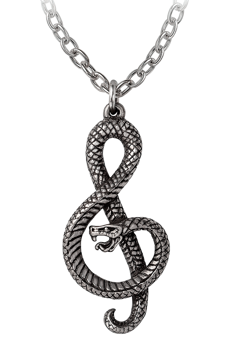Snake Wrapped Treble Clef Pendant for Music Lovers