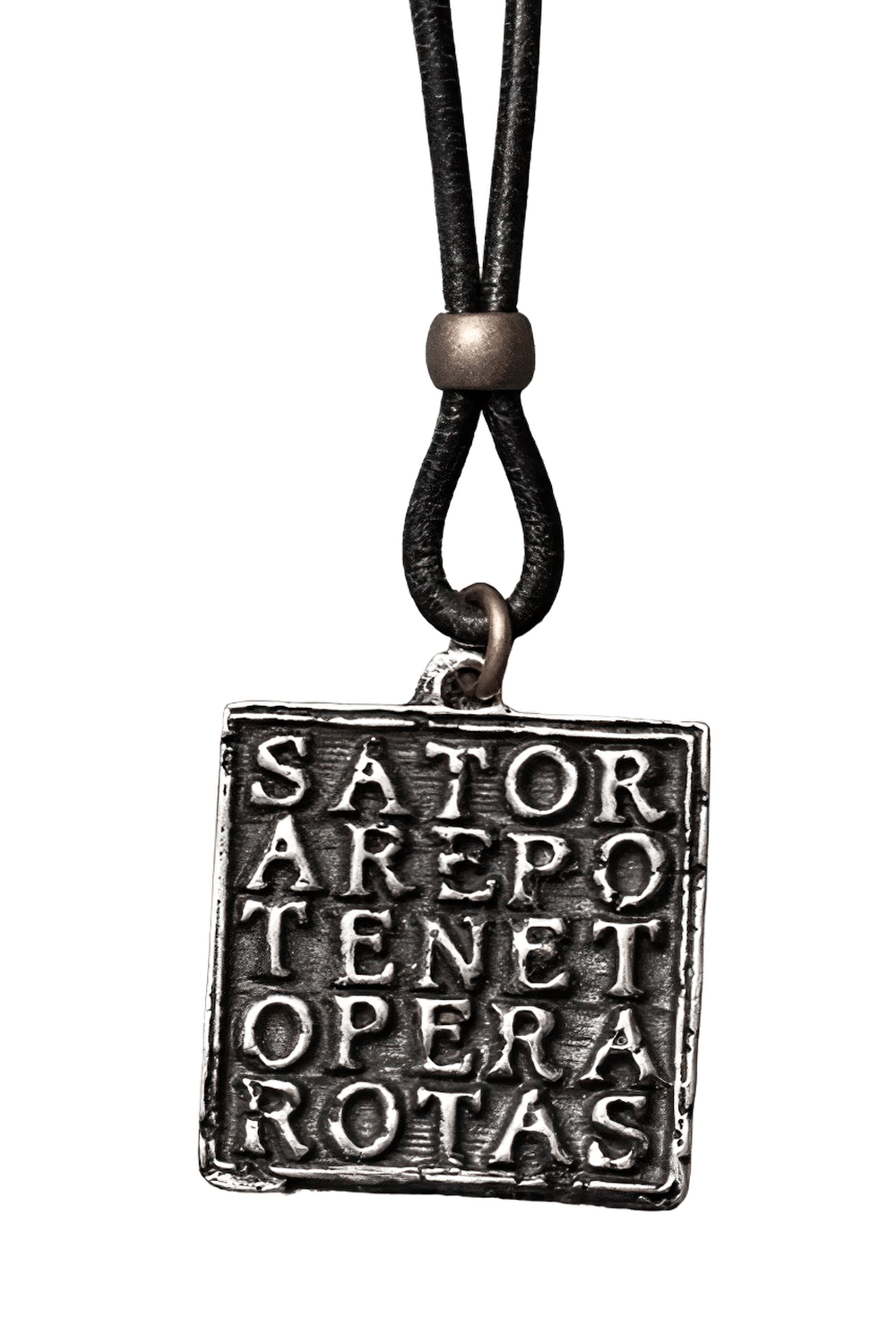 Square Latin Palindrome Gothic Pewter Pendant