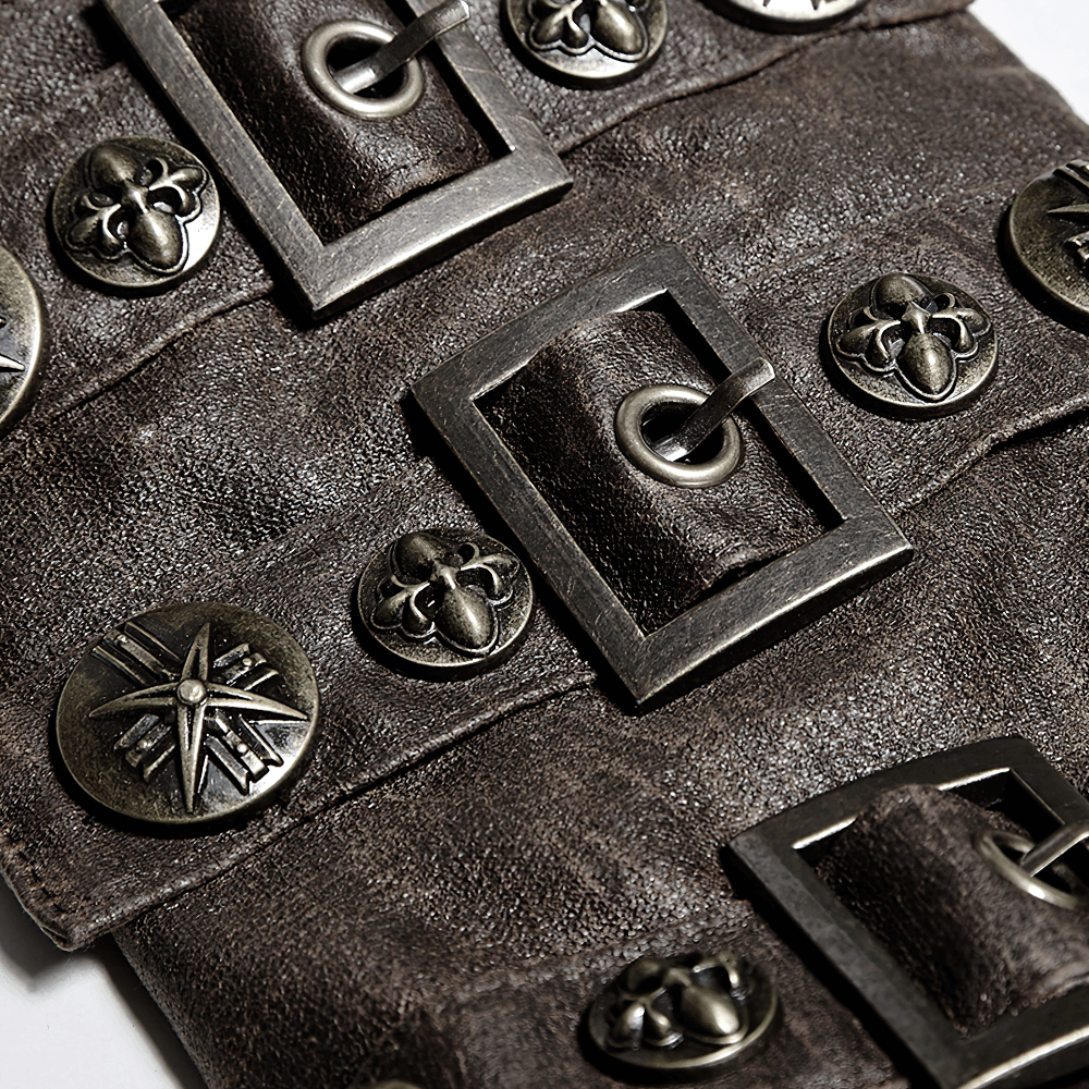 Steampunk Brown Rivet Buckle Gothic Armor Bracers